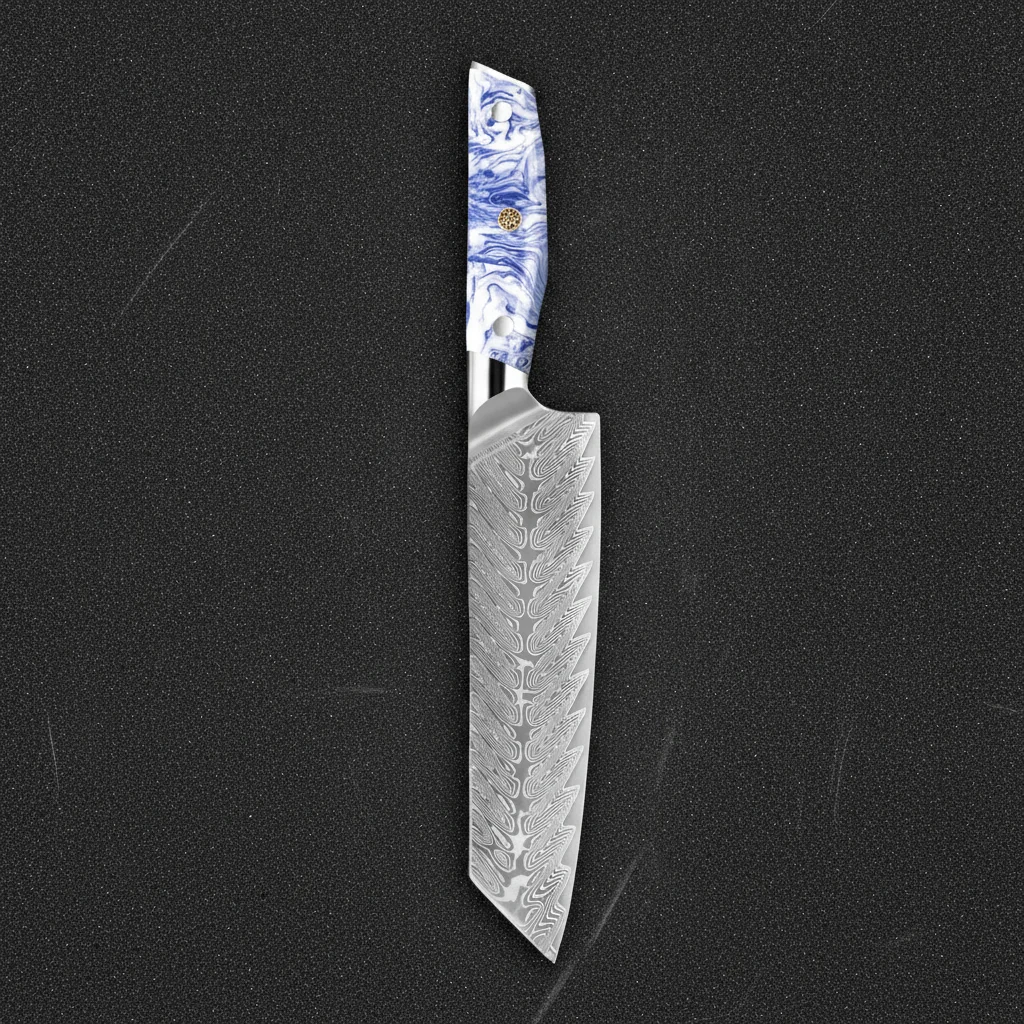 Couteau Kiritsuke en acier damas 8 pouces — Bleu