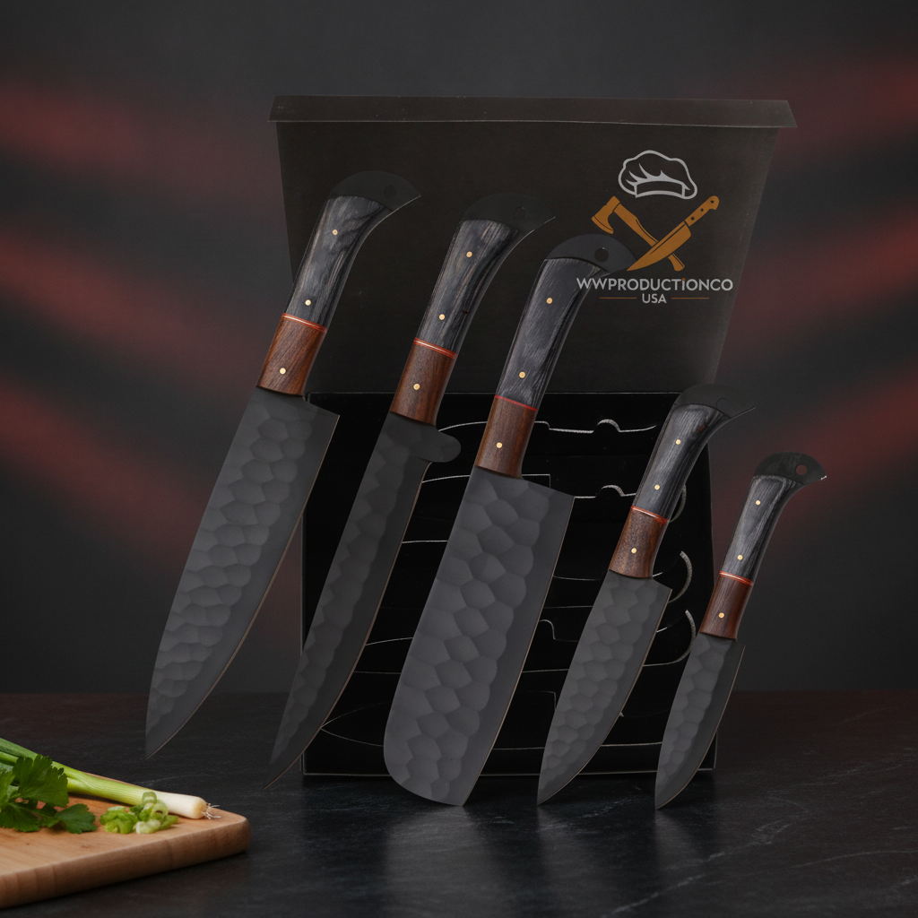 Set de couteaux de cuisine forgés avec étui en cuir