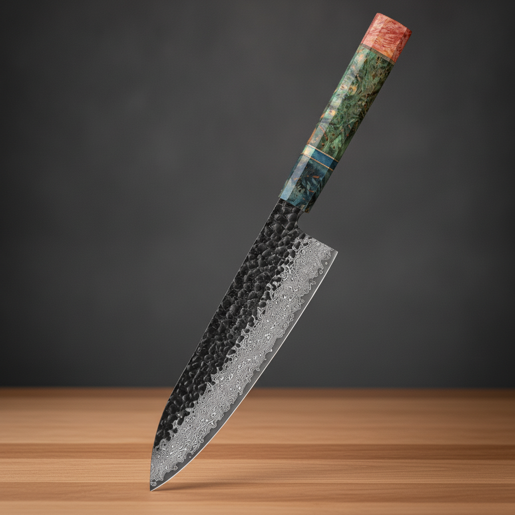 Couteau de Chef Japonais en Acier Damas 20 cm