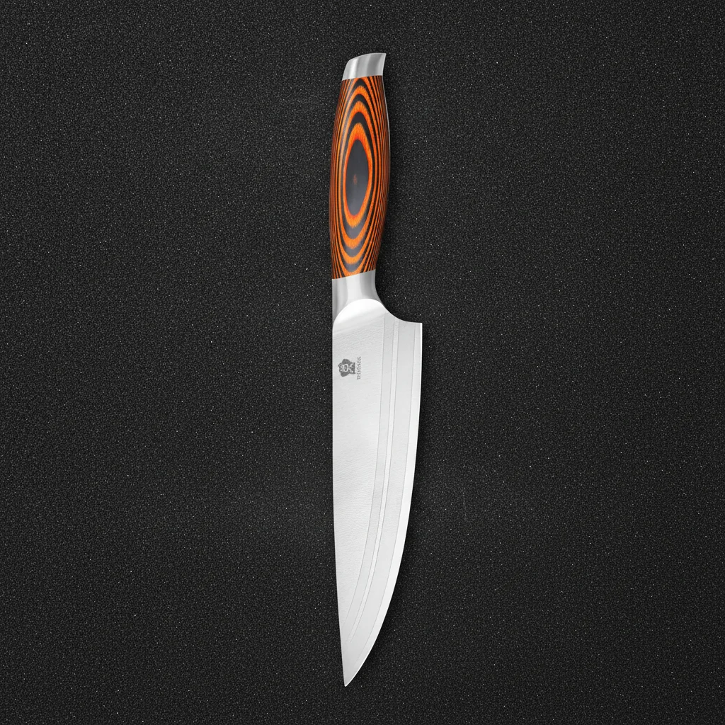 Couteau de chef 8 pouces en acier inoxydable — Orange