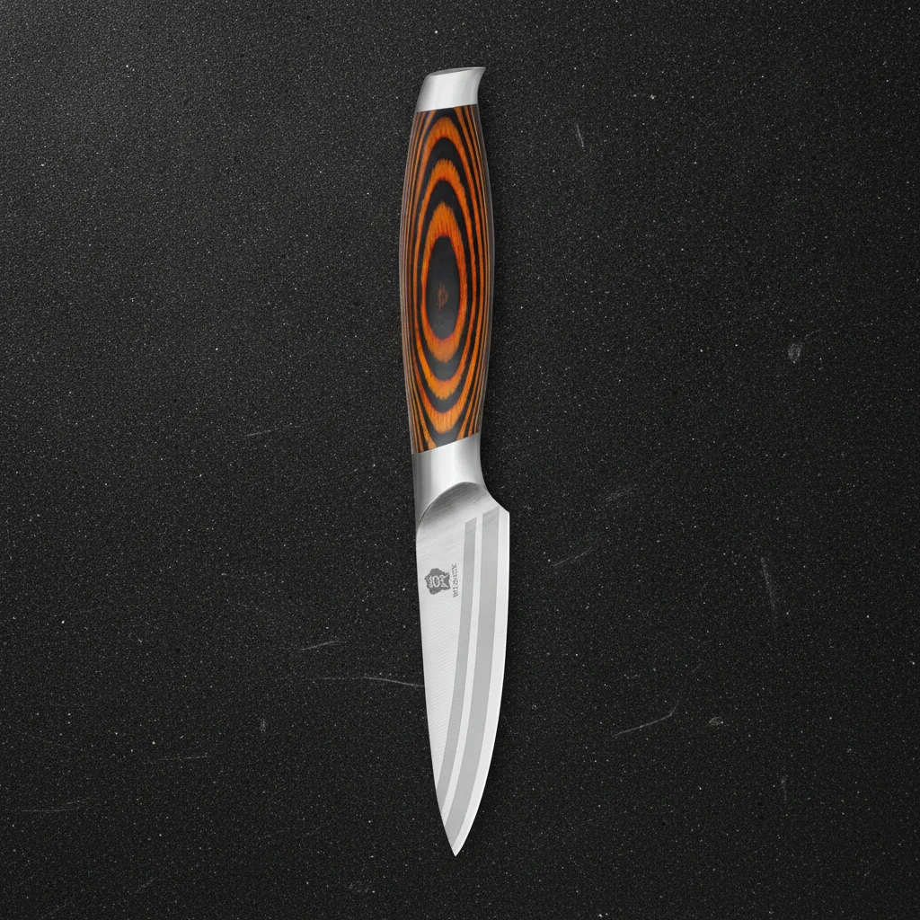 Couteau d'office 3.5 pouces en bois de pakka — Orange