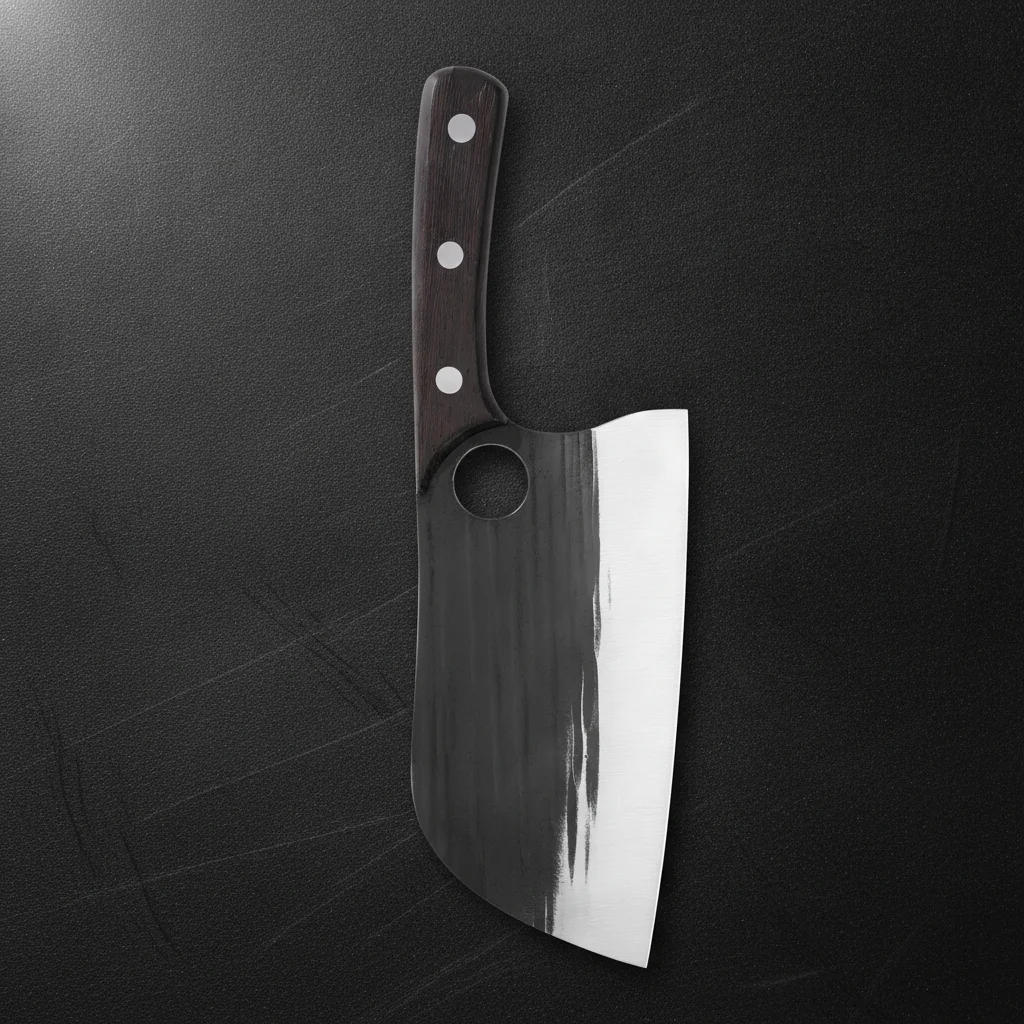 Couteau Couperet de Cuisine 20 cm Manche Bois — Couteau à découper noir de 7,8 pouces