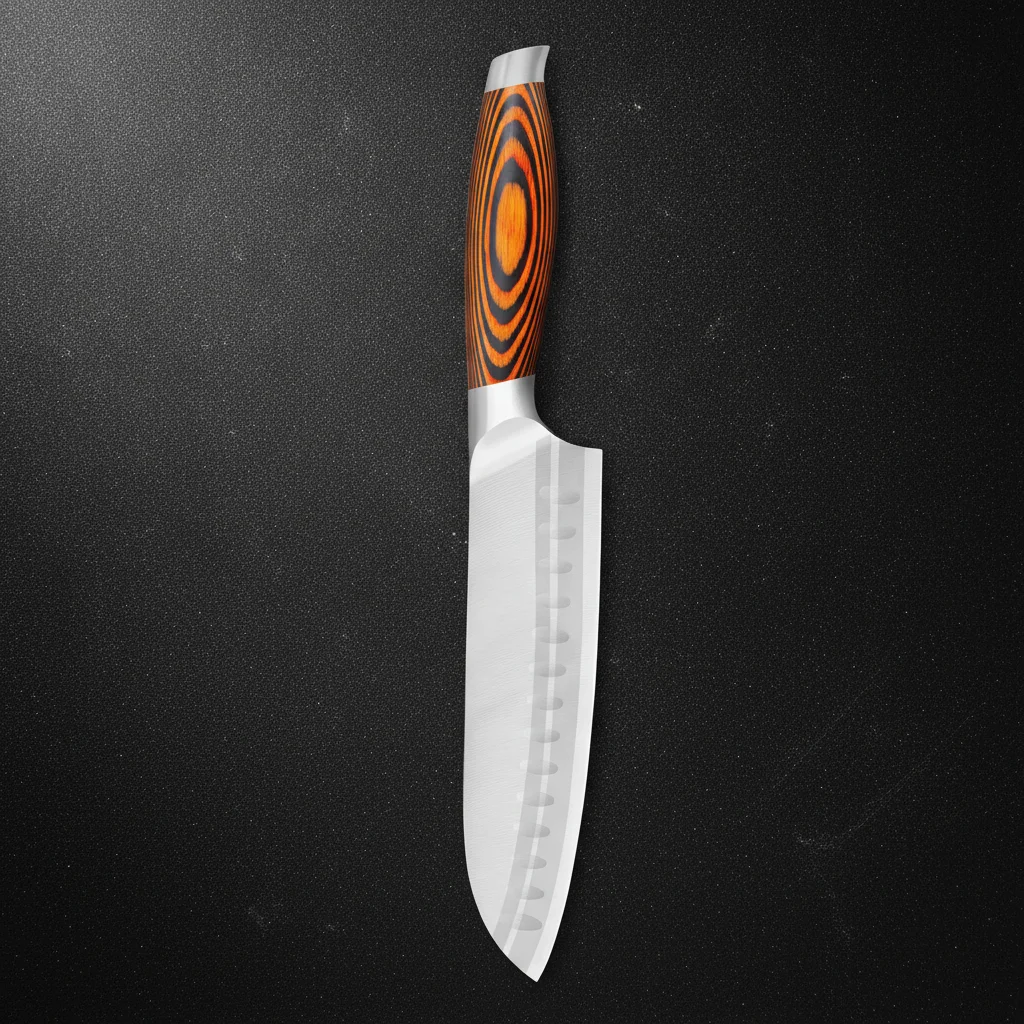 Couteau Santoku 7 pouces en bois de pakka — Orange