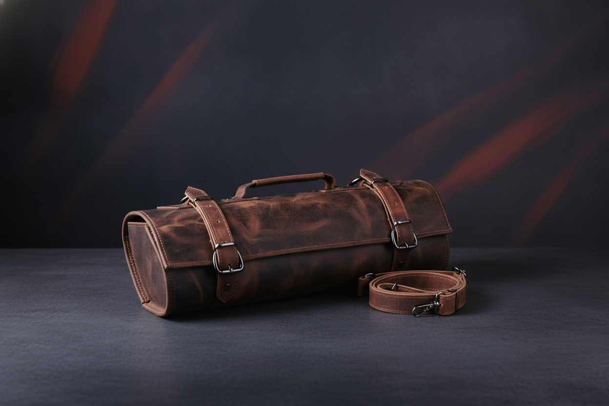 Sac Rouleau à Couteaux de Chef en Cuir