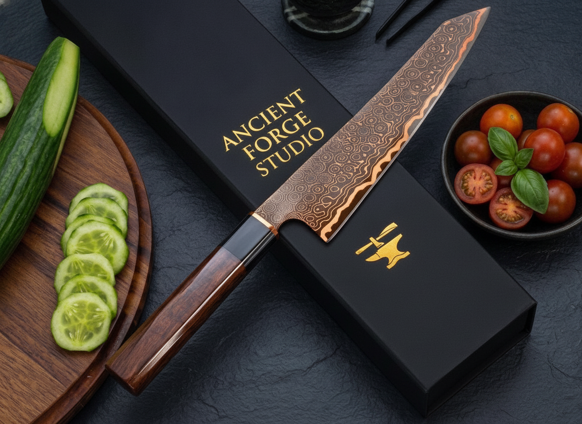 Couteau de Chef Gyuto en Damas Cuivre 20 cm