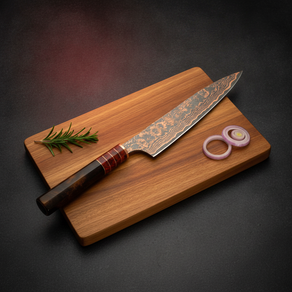 Couteau de chef Gyuto en Damas de cuivre