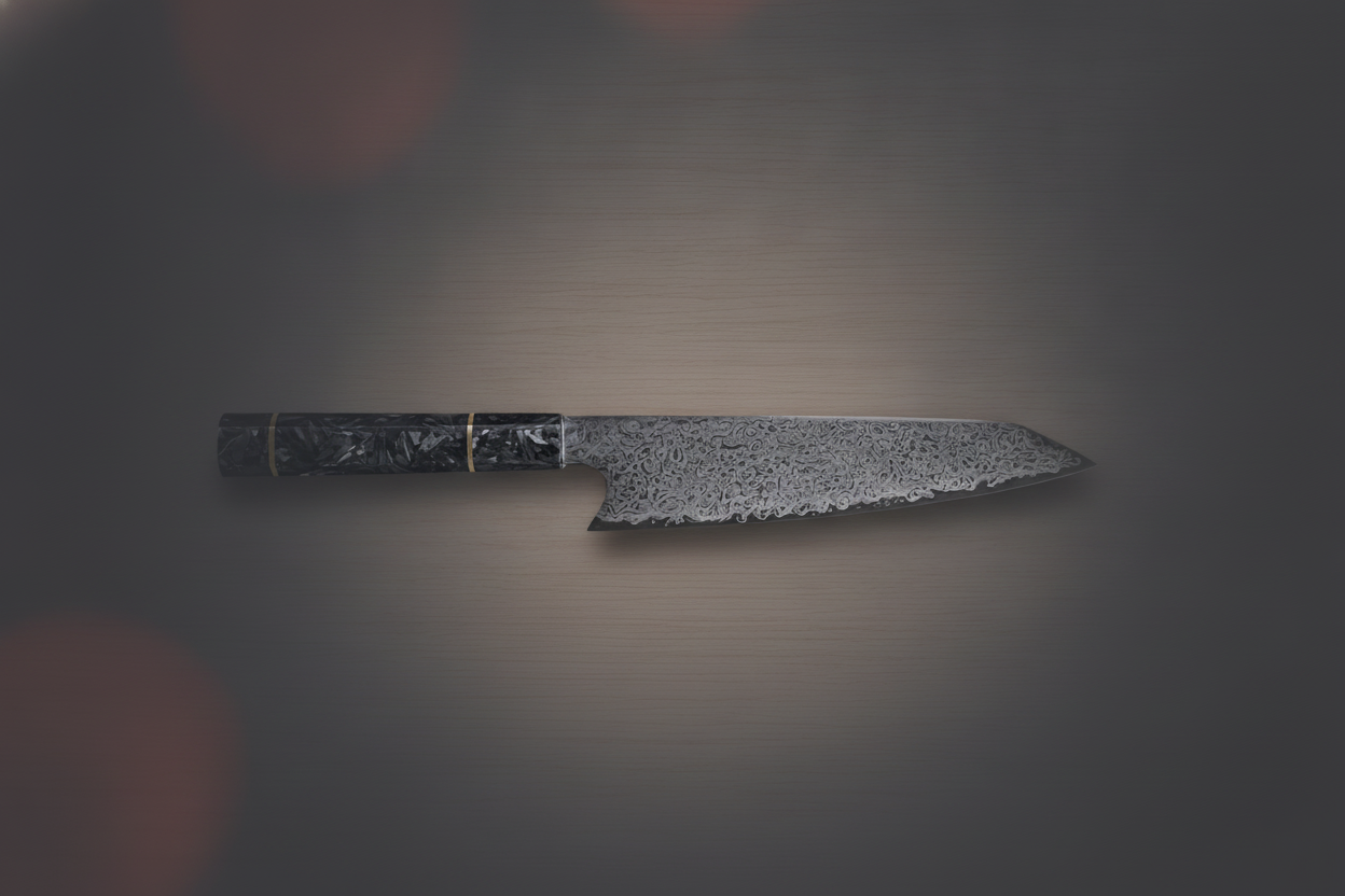 Couteau Kiritsuke Damas 20 cm Manche Fibre de Carbone
