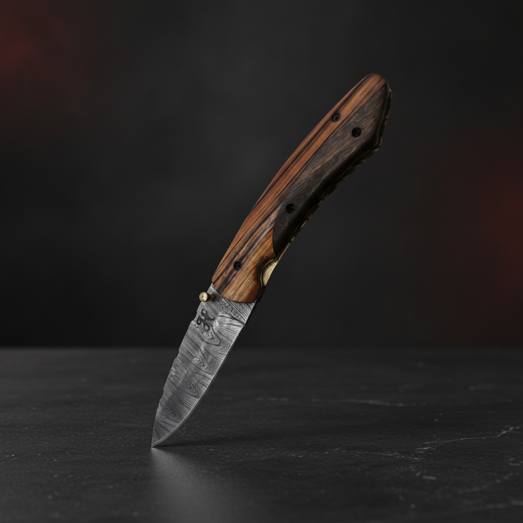 Couteau Pliant de Cuisine Acier Damas Le Santonier