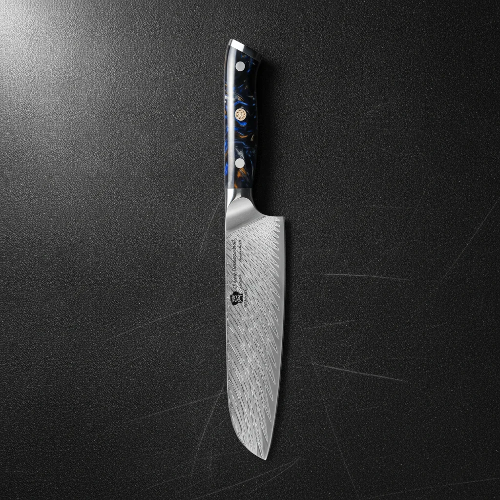 Couteau Santoku damas 67 couches 7 pouces — Noir