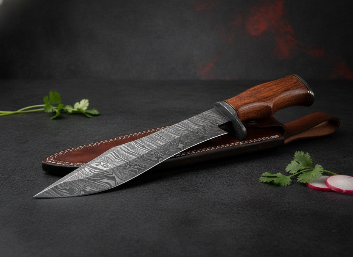 Couteau Bowie en Acier Damas 14 Pouces