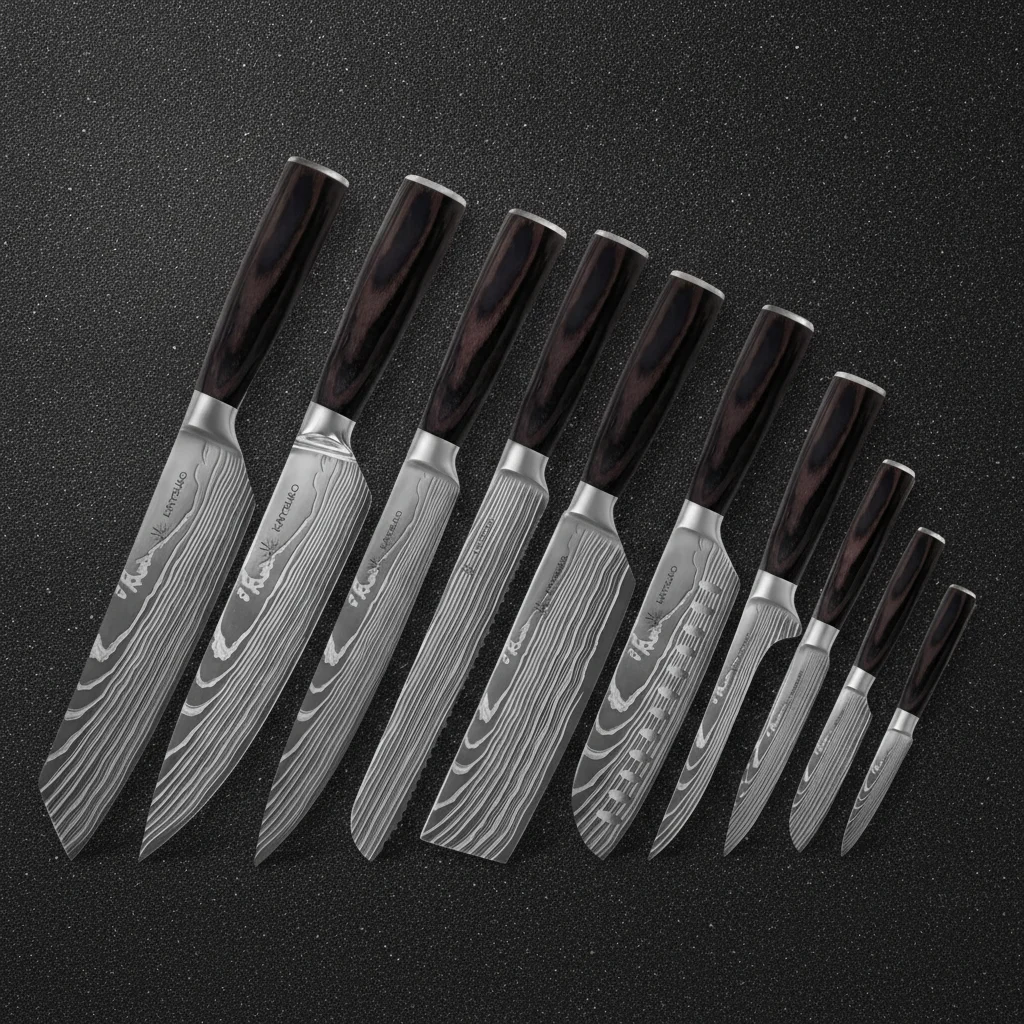 Set de 10 couteaux de style japonais