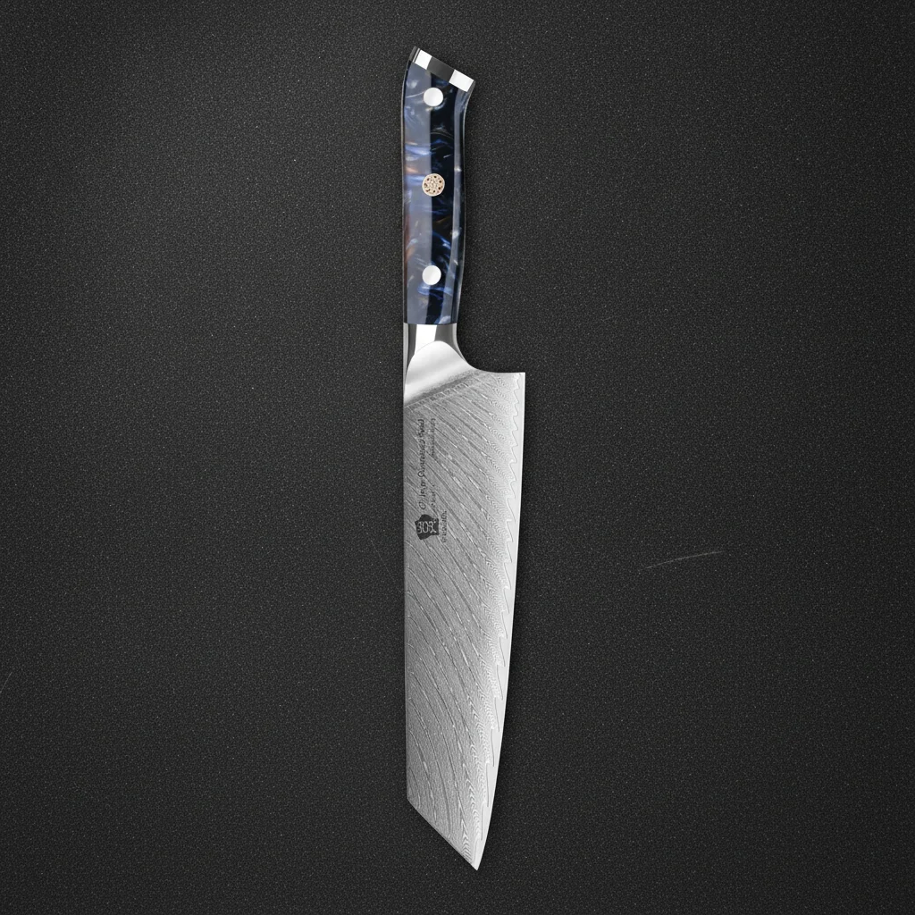 Couteau kiritsuke en acier damas 67 couches — Noir