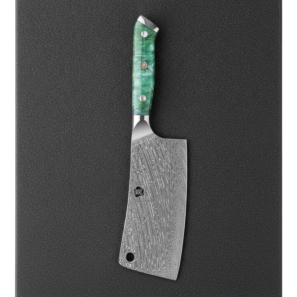 Couperet de cuisine damas VG10 67 couches — Vert