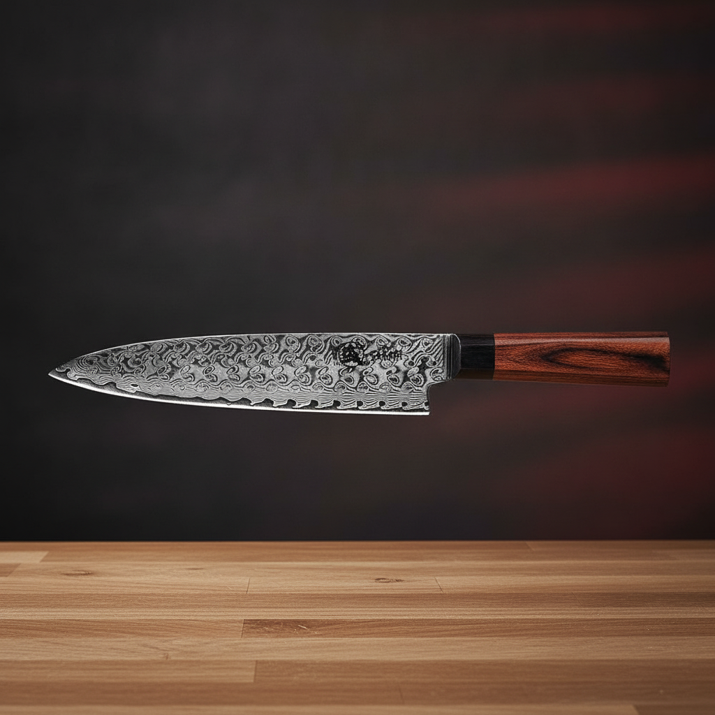 Couteau de chef Damas personnalisé en coffret
