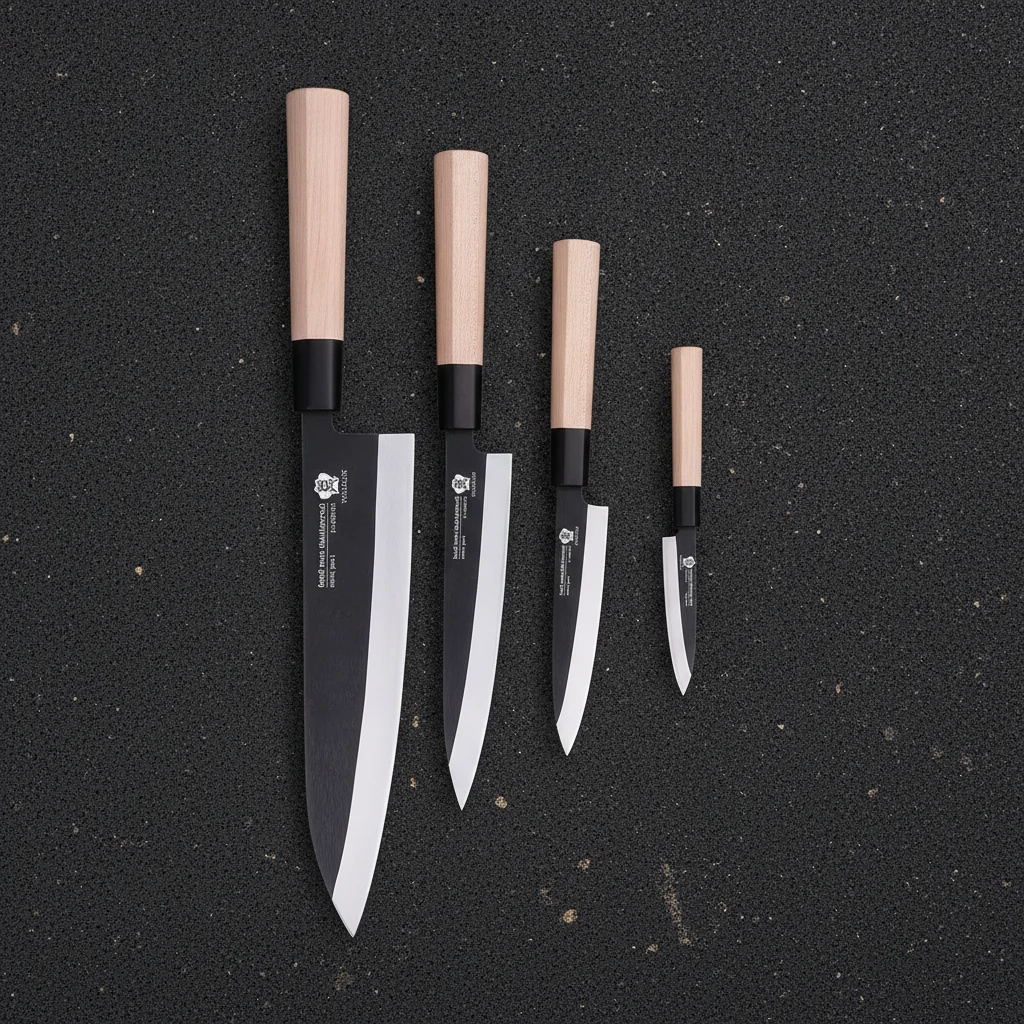 Set de couteaux japonais professionnels 4 pièces — Noir